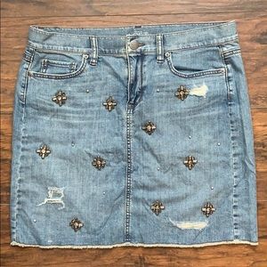 Denim & Rhinestones Stretch Skirt
